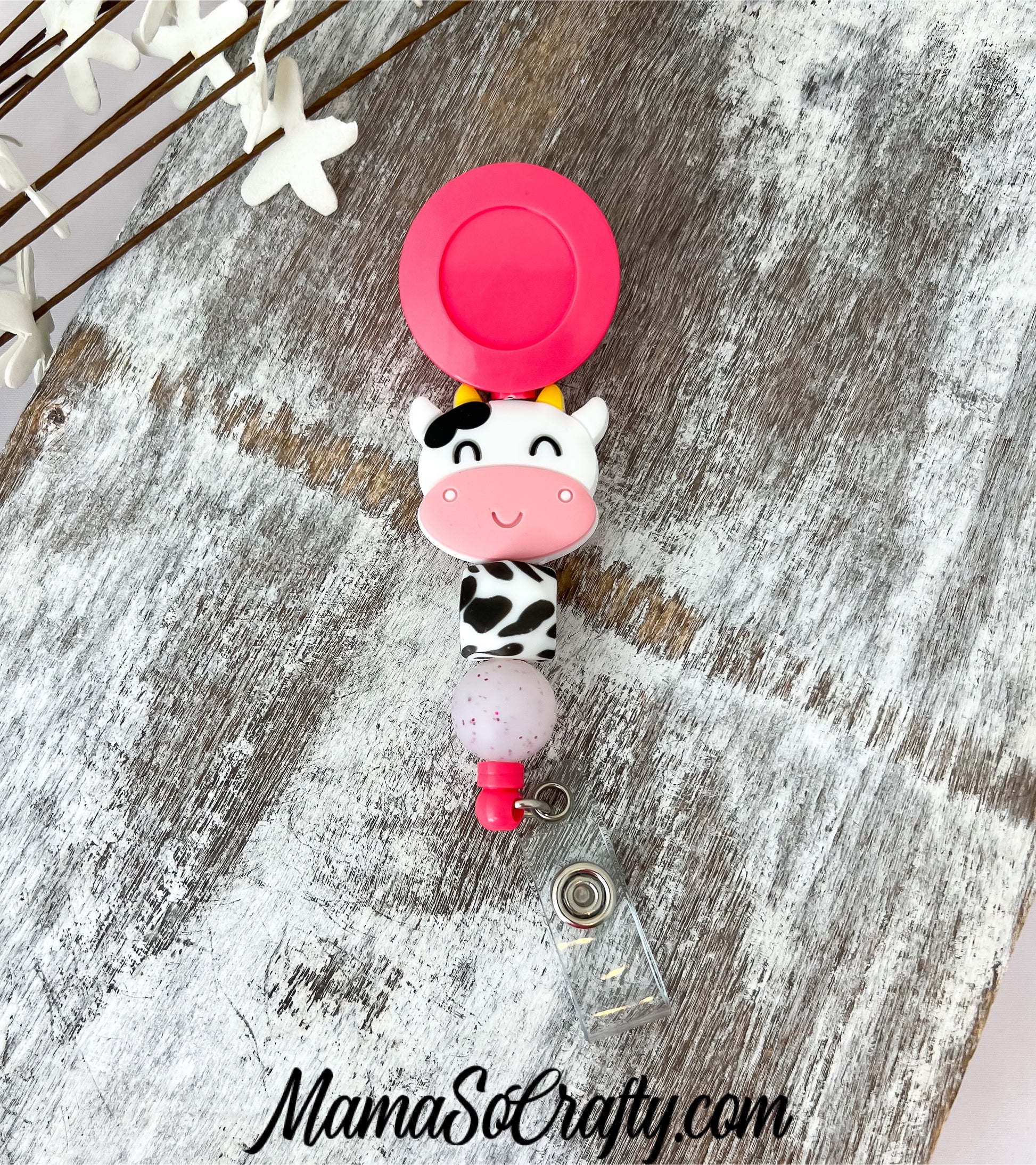 Pink MooMoo Badge Reel – Mama So Crafty