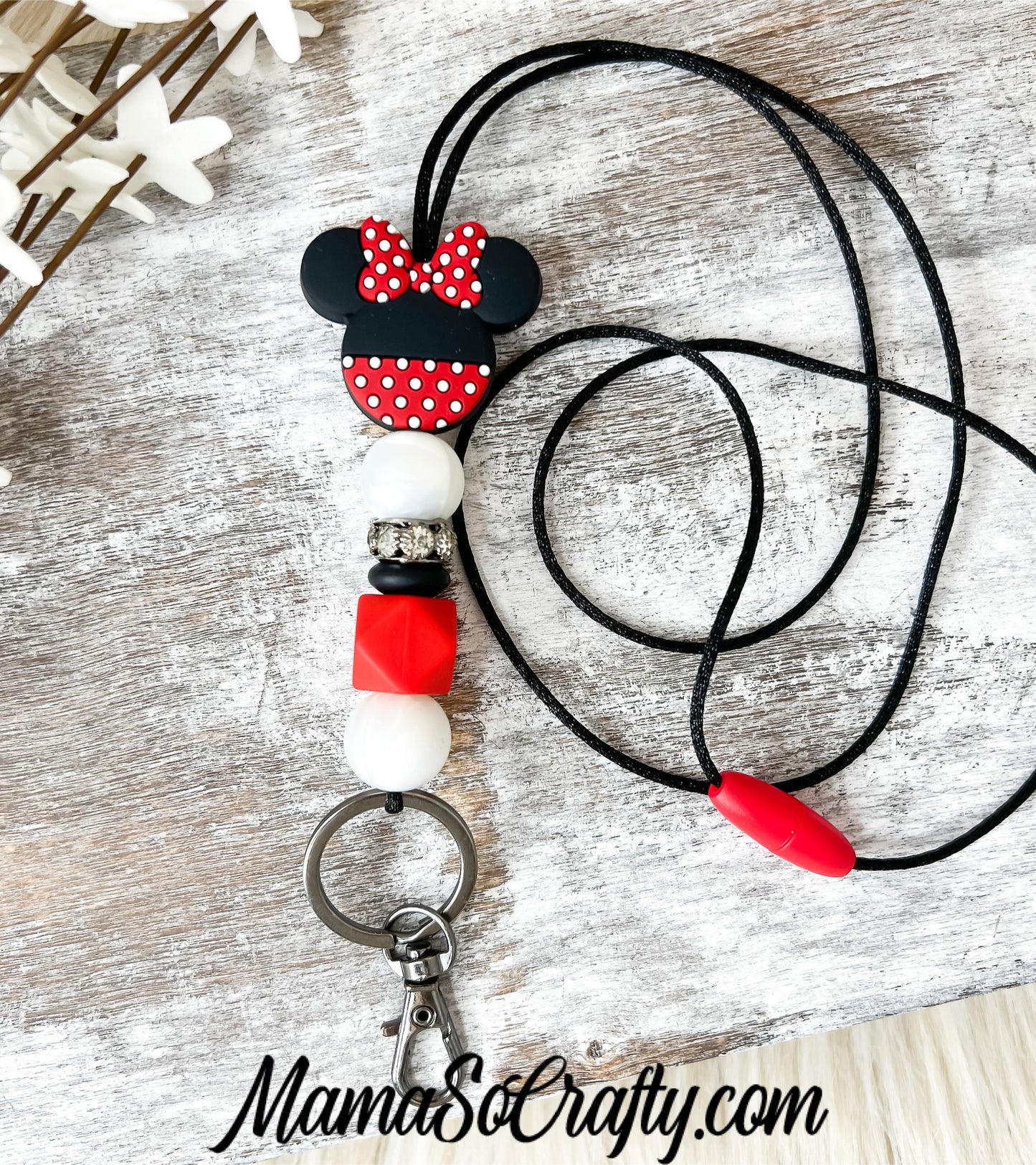 Miss Mouse Lanyard- Red (Breakaway Clasp)