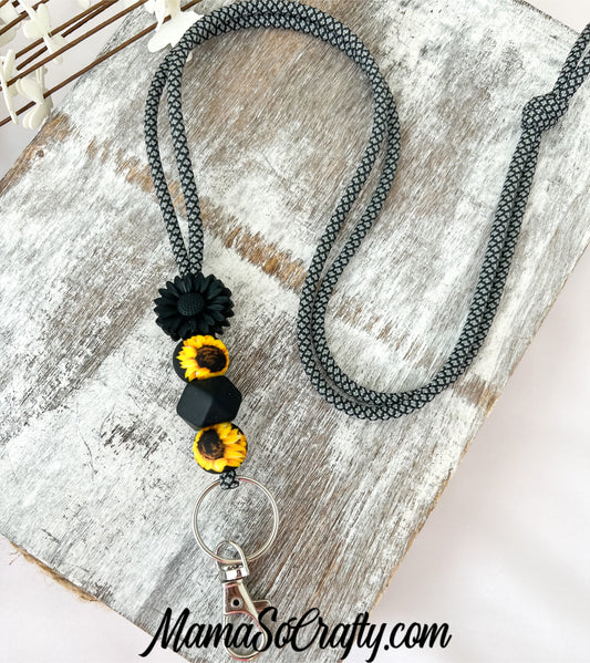 Boho Sunflower Lanyard (Paracord)