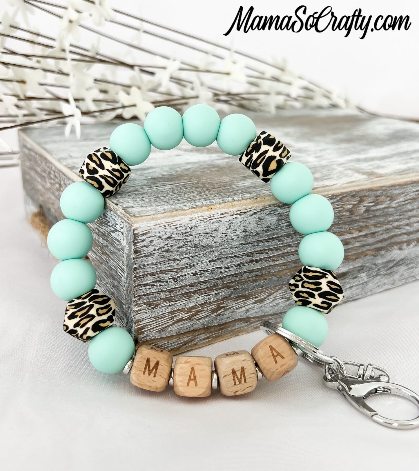 Mint Green, Beige Leopard Hex + MAMA