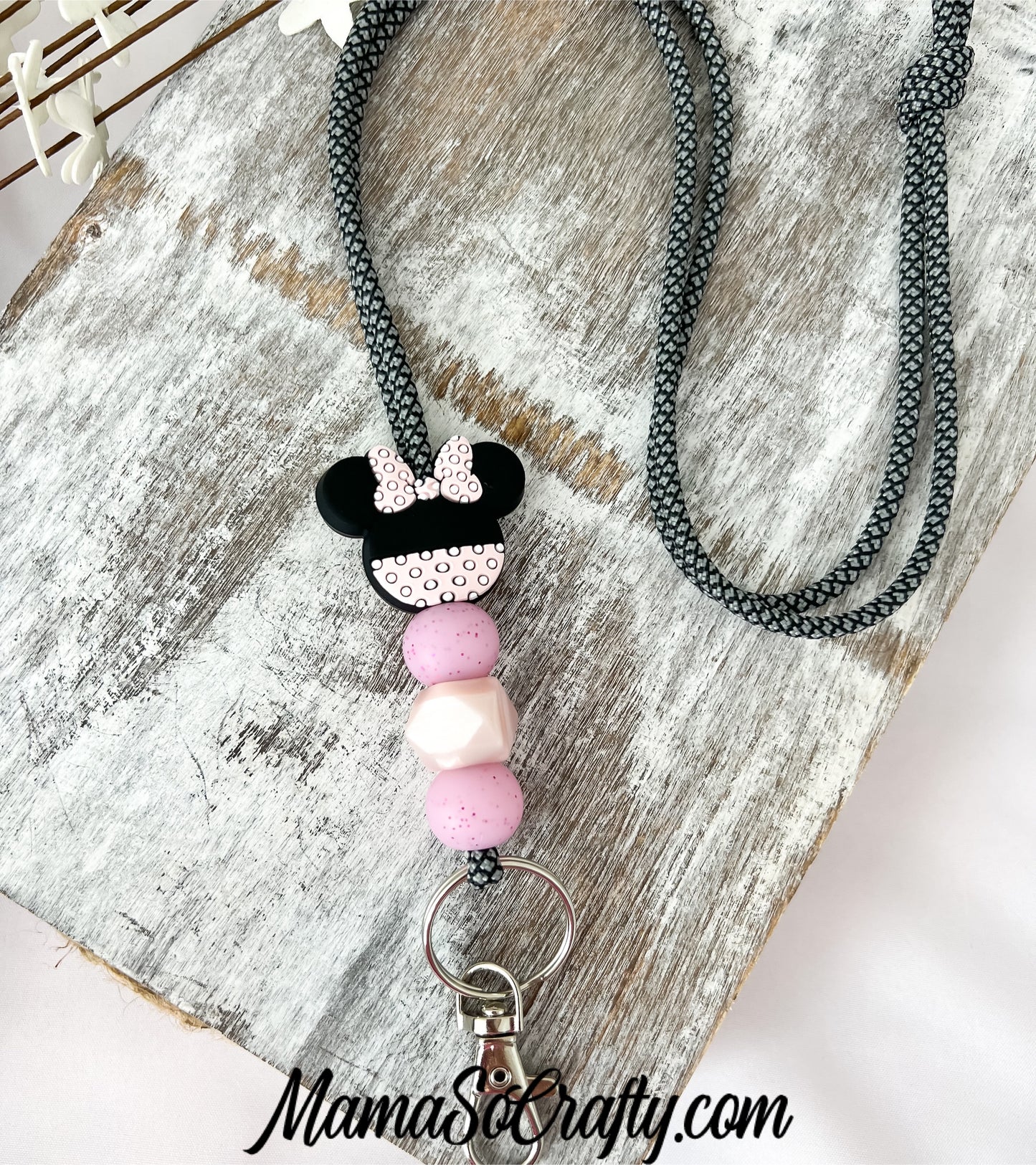 Miss Mouse Lanyard- Baby Pink (Paracord)