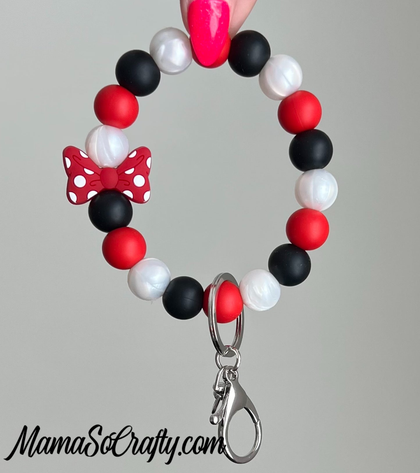 Scarlet Red, Black, Pearl White + Red Minnie Bow