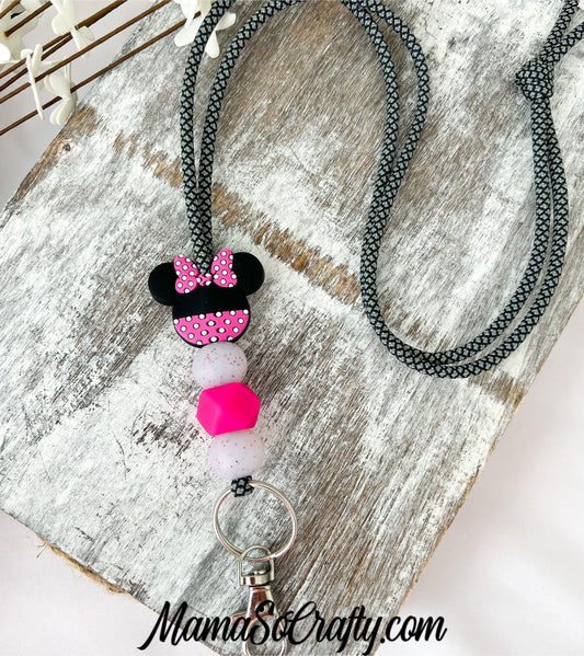 Miss Mouse Lanyard- Fuchsia (Paracord)